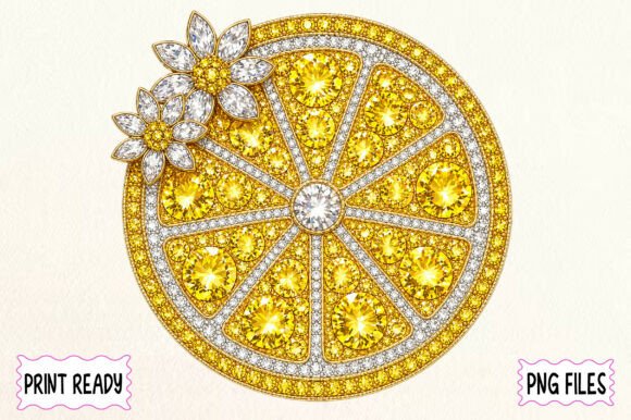 Download Rhinestone Lemon Slice Floral Design - Premium Bundle