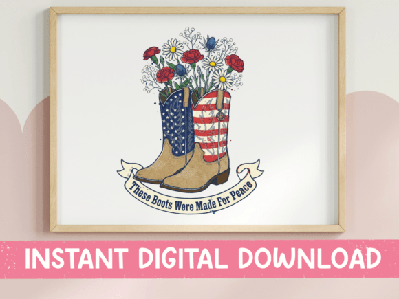 Download Patriotic Cowboy Boots Floral Design - Premium Resources