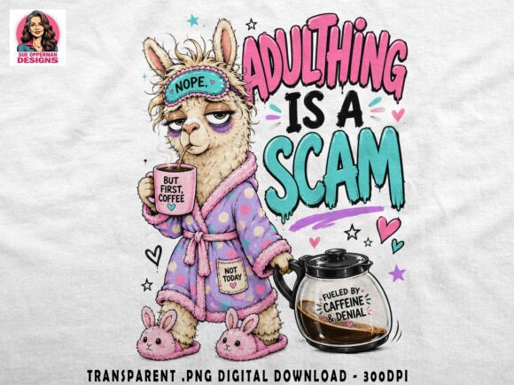 Download Title: Coffee Llama PNG | Scam Quote - Premium Resources