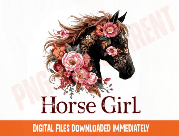 Download Horse Girl Floral Design Png, Colorful - Floral design Collection